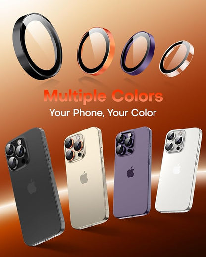 TOCOL for iPhone 14 Pro Max Camera Lens Protector/iPhone 14 Pro Camera Lens Protector Tempered Glass HD Individual Scratch Resistant Cover Accessories Case Friendly 2 Pack（Orange）