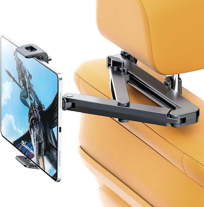 eSamcore for iPad Holder for Car Backseat, Triangular Retractable Arm Headrest Tablet Holder Deeper Clamp Tablet Car Mount Back Seat Kids Car Accessories for 4.7"-11" iPad Pro, Air, Mini, Galaxy Tab