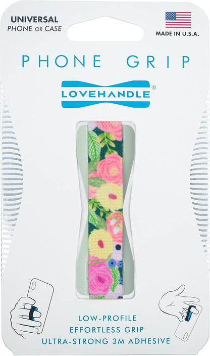 LOVEHANDLE Universal Phone Grip for Smartphones & Mini Tablets - Phone Holder for Hand - Wireless Charging Compatible - Made in The USA - Camellias