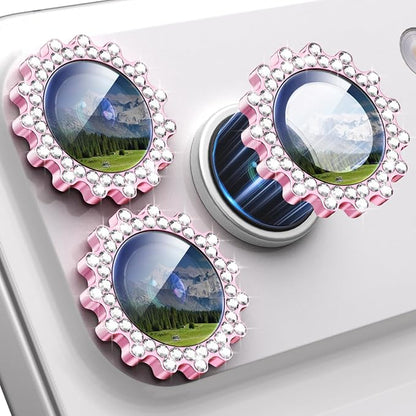 Xfilm for iPhone 17 Pro / 17 Pro Max Camera Lens Protector Gear Bling Diamond, Individual Metal with 9H Hardness, Scratch-Proof Camera Screen Protector, Stylish Accessories, Case Friendly (Pink)