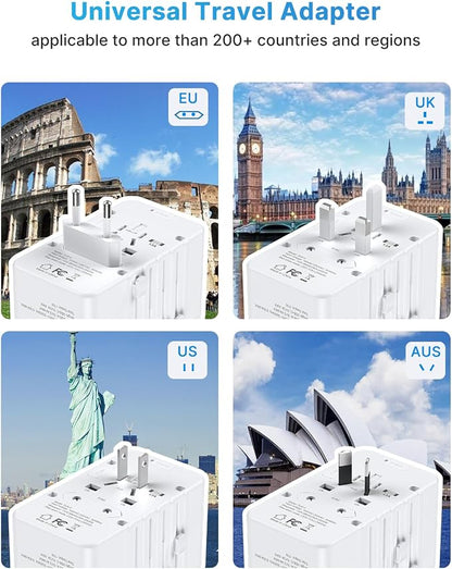220V to 110V Travel Voltage Converter US to Europe, VINTAR 2000W International Universal Travel Adapter with 4 USB Ports (2 USB C), Step Down Power Converter Adapter Combo for EU UK US AUS