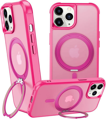 360° Magnetic Swivel Ring for iPhone 12 pro max case, Built-in Metal Stand and Ring Holder, Magsafe Compatible, Military Grade Protection, Shock Resistant - Rose Pink
