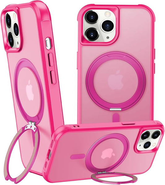 360° Magnetic Swivel Ring for iPhone 12 pro case, Built-in Metal Stand and Ring Holder, Magsafe Compatible, Military Grade Protection, Shockproof - Rose Pink