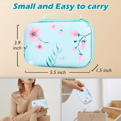 Cute DIY Phone Charger Case Storage Set with Cable Protector with Carrying Cable Case Bag, Cord Organizer, USB Earphone Wire Saver Organizer Charger Protector for iPhone (Green-Leafed Flower)