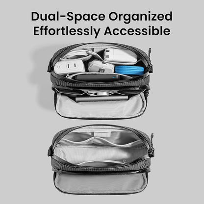 tomtoc Electronic Organizer Travel Case Performance, Dual Compartment Bag | Water Resistant Cable Organization Storage for Charger, Cord, Phone, Hard Drive, Power Bank, Accessories Travel Essentials