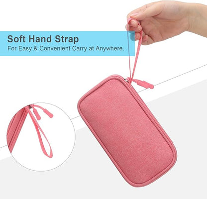 Lacdo Electronic Organizer, Travel Cable Organizer Bag Pouch Tech Electronic Accessories Carry Case Portable Double Layers Charger Case for Cable, Cords, Charger, Phone, Power Bank, Earphone, Pink