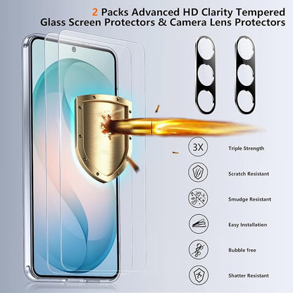 SPIDERCASE Designed for Samsung Galaxy S26 Plus Case, [10 FT Military Grade Drop Protection], 2 Pack [Tempered Glass Screen Protector+Camera Lens Protector] Heavy Duty Shockproof Case, Clear