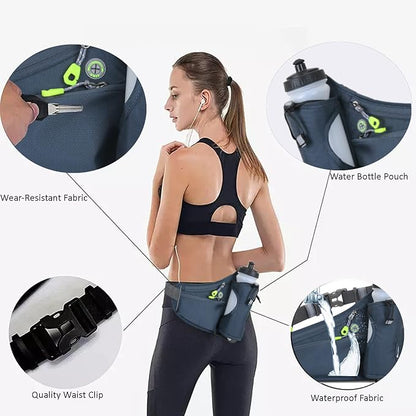 HOTEMIA Fanny Pack with Water Bottle Holder, Hydration Running Belt for Men Women Adjustable Strap Waist Bag Suitable for Hiking Running Walking Jogging Camping (Bottle Not Included) (Dark Grey)