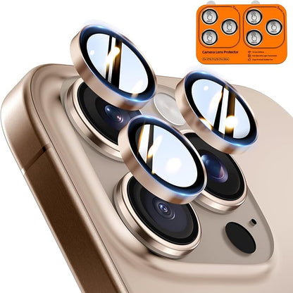 TOCOL for iPhone 16 Pro Max Camera Lens Protector/iPhone 16 Pro Camera Lens Protector Tempered Glass HD Individual Scratch Resistant Cover Accessories Case Friendly 2 Pack（Rose Gold）