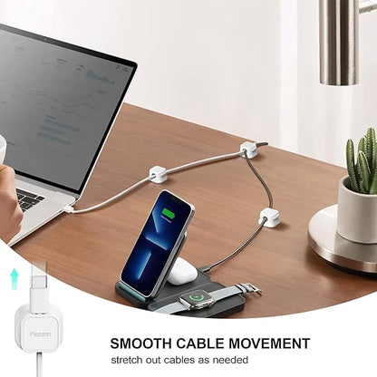 12 Pack Magnetic Cable Clip Organizer Cord Holder, Picozon Adhesive Cable Management, Wire Phone USB Charger Cable Holder, Keeper Organizer for Office Home Desktop Table - White