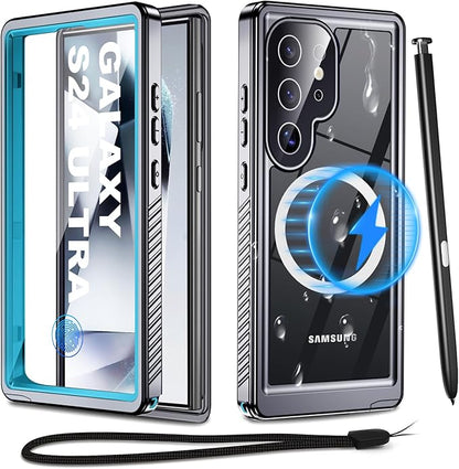 for Samsung Galaxy S24 Ultra Waterproof Case with Magsafe, Built-in Magnetic & Screen Protector, IP68 Certified Full Body Shockproof, for Water Sports Underwater Photography, 6.8" Blue