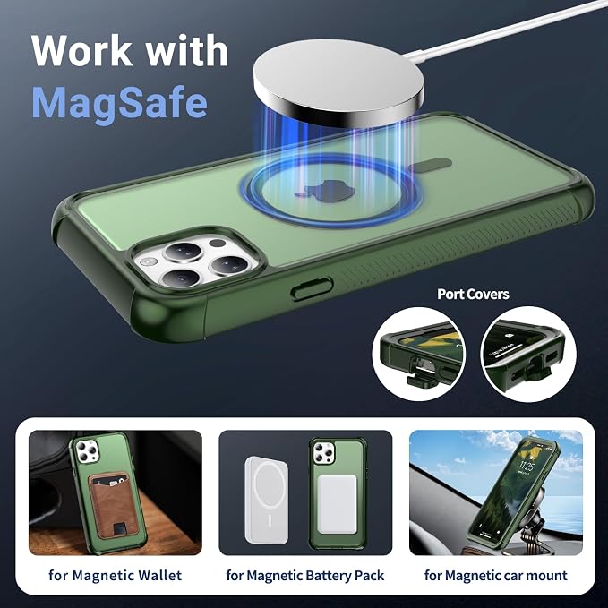 jaroco Magnetic for iPhone 11 Pro Max Case, [Compatible with MagSafe][Military Grade Drop Protection][Heavy Duty Protection][Non-Slip][Shockproof] 2-Layer Durable Bumper Phone Case 6.5''-Army Green