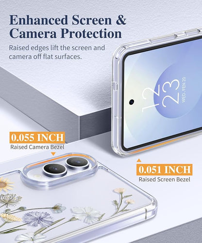 GVIEWIN for Samsung Galaxy S25 Edge Case, Clear Floral Shockproof Protective Women Phone Case, Non-Yellowing, Screen&Camera Lens Protector for Galaxy S25 Edge 6.7",Vibrant Spring