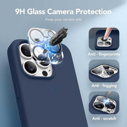 GONEZ Magnetic for iPhone 15 Pro Case, Compatible with MagSafe, [Screen Protector + Camera Lens Protector], Silicone Shockproof Anti-Scratch Protective Phone Case 6.1 inch, Dark Blue