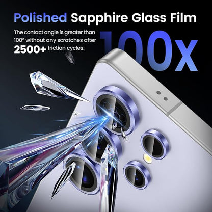 Tensea (3+2PCS Compatible with Samsung Galaxy S25 Ultra Camera Lens Protector, 9H Tempered Glass Camera Cover Screen Protector Metal Individual Ring [Installation Tray][Case Friendly]