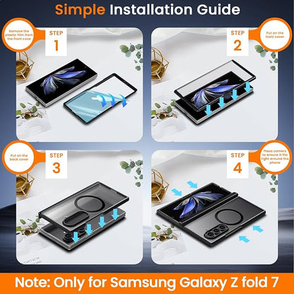 WRJ Magnetic for Samsung Galaxy Z Fold 7/Fold 8 Ultra Case,Black | Fit for Magsafe,Buit-in Screen Protector,Full Hinge Protection,Military Grade Drop Protection,Slim Shockproof Phone Case