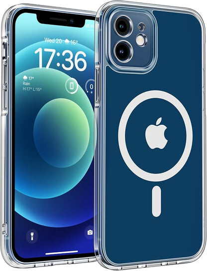 TOCOL Magnetic for iPhone 12 Case Clear, Upgraded Full Camera Protection, Compatible with Magsafe, Drop Protection, Phone Cover for iPhone 12 6.1 inch (Clear)