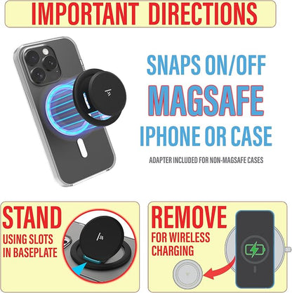 Tango Ultra Thin Grip for MagSafe: One Hand Pop, Stand, 10x Expandable, Space Grade Steel, Removable for Wireless Charging. Half The Thickness, Twice The Pop - Limited Edition: Midnight Flowers