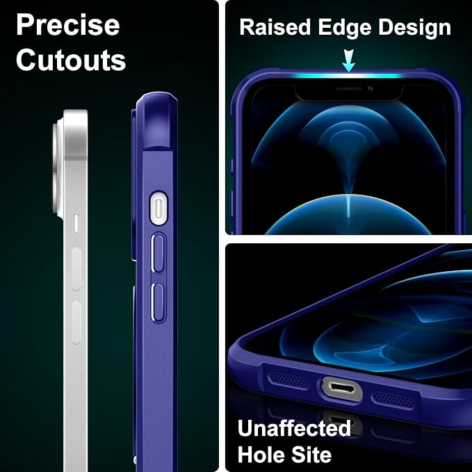 360° Magnetic Swivel Ring for iPhone 12 pro case, Built-in Metal Stand and Ring Holder, Magsafe Compatible, Military Grade Protection, Shock Resistant - Blue