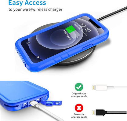 SPORTLINK for iPhone 12 Mini Waterproof Case, Full Body Shockproof Dustproof Phone Screen Protector Rugged Cases for iPhone 12 Mini 5.4 Inches Blue