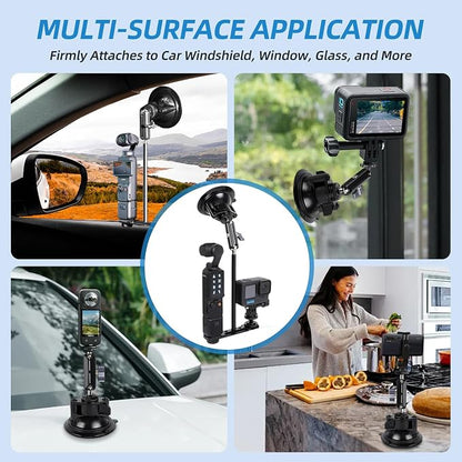 OmniMaster Suction Cup Mount for DJI Osmo Pocket 3, Action, GoPro, Insta360, Phones, Car Windshield Camera Holder DJI GoPro Insta360 Phone Accessories Selfie Lights, Microphones