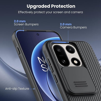 Nillkin for OnePlus 15 Case with Slide Camera Cover, Full Camera Protection, Thin Slim Fit, Shockproof Protective, Camera Lens Protector, Phone Case for OnePlus 15 5G - Black