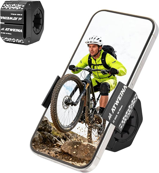Bike Phone Holder, Motorcycle Phone Mount, Aluminum Alloy Bicycle Handlebar Cell Phone Stand, 360°Rotate Ebike Scooter Phone Clamp Clip, Suitable for 4.5-7.0" Smartphones (Black)