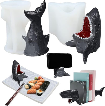 FUNSHOWCASE Shark Resin Molds Epoxy Silicone Aquatic Animal Underwater Creature for Bath Bomb, Tray, Mobile Phone Holder, Key Holder