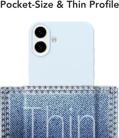 for iPhone 16 Case Silicone Compatible with Magsafe Case, Ultra Slim Thin Magnetic Phone Cases Mag Safe, Cute Soft Rubber Gel TPU Matte Plain Wireless Charging Cover for Women, Light Blue
