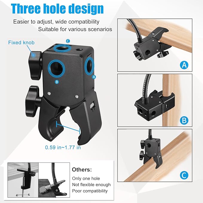 Webcam Stand, Webcam Mount Gooseneck Arm with Phone Holder Web Camera Stand Desk Mount Clip Clamp for Logitech Webcams C922 C930e C920S C920 C615 C960 C920x BRIO 4K NexiGo N60 and More
