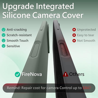 FireNova Magnetic for iPhone Air Case, Compatible with MagSafe, [Integrated Silicone Camera Control Button] [Camera Protection] Microfiber Lining Phone Case for iPhone 17 Air, 6.5", Calke Green