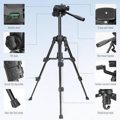 NEEWER ENTRY LEVEL VERSION Mini Desk Tripod for Camera, Small Compact Portable DSLR Camcorder Webcam Stand, 3 Way Pan Tilt Head Cell Phone Holder Mount Compatible with iPhone for Video Recording, TP52