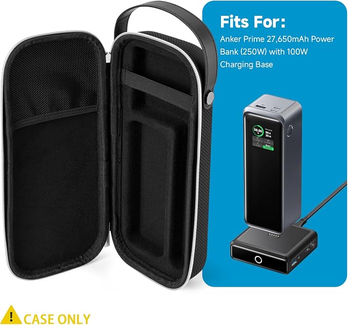 Hard Travel Case for Anker Prime Power Bank 27,650mAh (250W) & 100W Charging Base, All-in-One EVA Organizer with Anti-Crush Design & Tangle-Free Storage (Box Only)