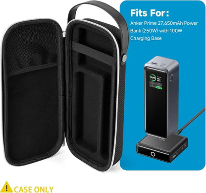 Hard Travel Case for Anker Prime Power Bank 27,650mAh (250W) & 100W Charging Base, All-in-One EVA Organizer with Anti-Crush Design & Tangle-Free Storage (Box Only)