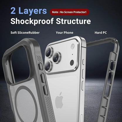 jaroco Magnetic for iPhone 17 Pro Case, [Compatible with MagSafe][Military Grade Drop Protection][Heavy Duty Protection][Non-Slip][Shockproof] 2-Layer Durable Bumper Phone Casee 6.3''-Gray