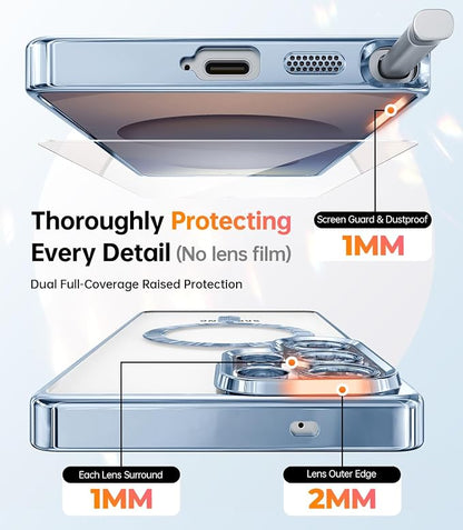 Meifigno Case for Samsung Galaxy S25 Ultra 6.9 inch, [Compatible with MagSafe] [2X HD Screen Protectors] [Glitter Card & Wrist Strap] Full Lens Protection Case for Galaxy S25 Ultra, Silverblue