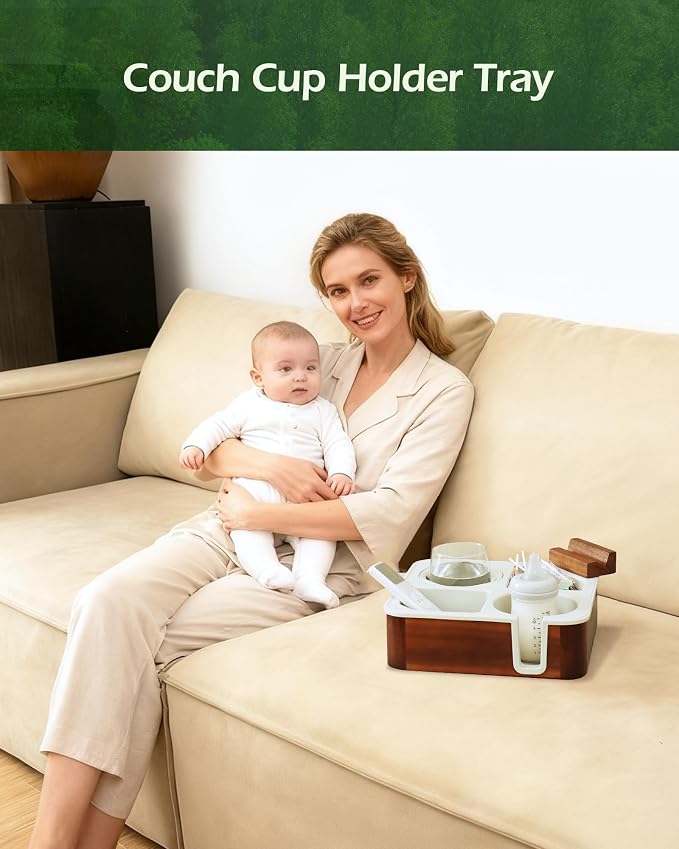 Acacia Wooden Couch Caddy Slotting (Grey)