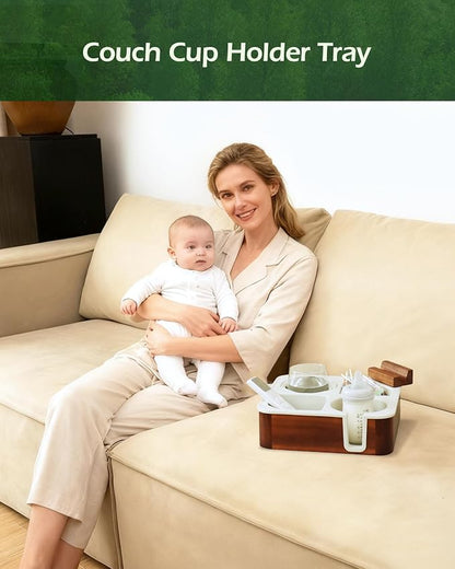 Acacia Wooden Couch Caddy Slotting (Grey)