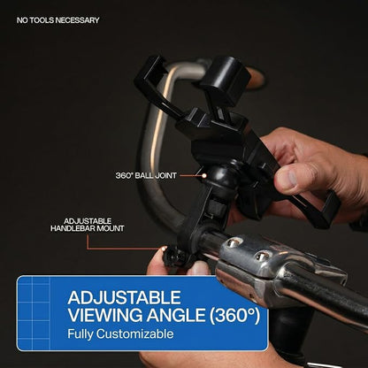 ANGORA BRANDS Bike Phone Holder for Handlebars – Secure & Adjustable Bicycle Phone Mount, 360° Rotation, Shockproof Anti-Slip Grip, Universal Fit for iPhone & Android