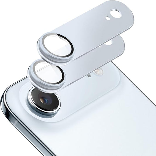 2 Pack Camera Lens Protector for iPhone 17 Air,[Not Easy to Breakn ] AR Tempered Glass Strong Adsorption Metal Camera Cover Screen-Light Blue