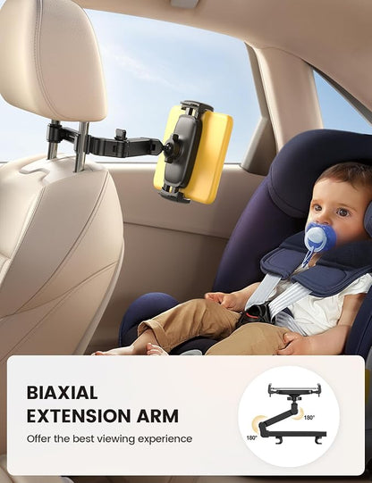 Lamicall Car Headrest Tablet Holder - [3 in 1 Extension Arm] Adjustable Tablet Car Mount for Back Seat, Gifts Road Trip Essentials for Kids, for 4.7-11" Device Like iPad Pro, Air, Mini, Galaxy, Fire