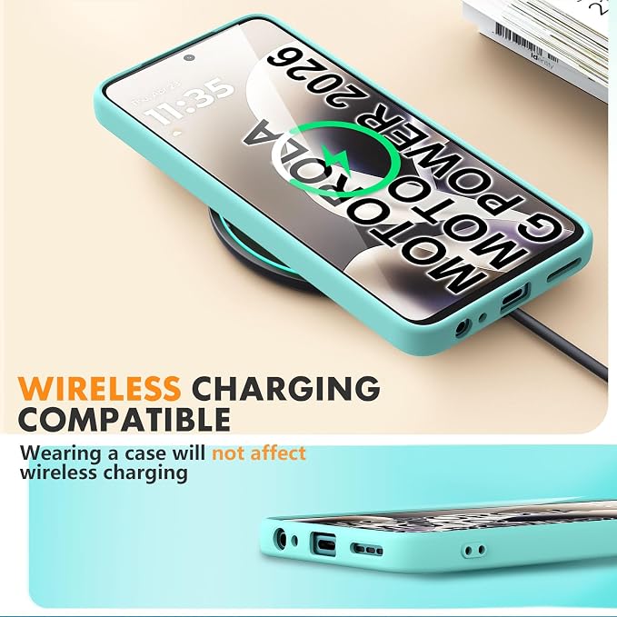 for Motorola Moto G Power (2026) Case, 2 Pack Tempered Glass Screen Protectors, Soft TPU Silicone Shockproof Gel Cover-Ice Blue