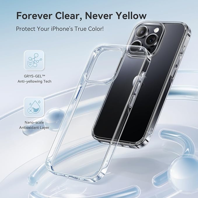 CASEKOO for iPhone 15 Pro Case Crystal Clear, [Never Yellow Technology] [Military-Grade Protection] Transparent Slim Cover Women Men for iPhone 15 Pro Phone Case 6.1 inch, Clear