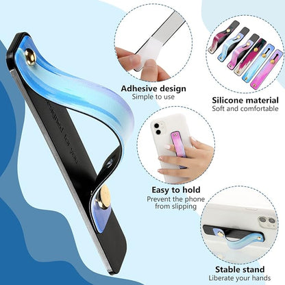 Weewooday 6 Pieces Phone Grip Holder Cell Phone Grip Strap Telescopic Finger Strap Stand Universal Finger Kickstand for Most Smartphones(Dreamy Colors)