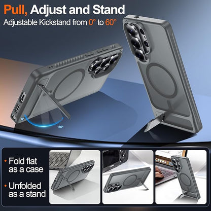 For Samsung Galaxy S26 Ultra Case with Kickstand,1*Screen Protector,[Compatible with Magsafe]Translucent Matte Military-Grade Protection,Magnetic Phone Case for Samsung Galaxy S26 Ultra,6.9"-Gray