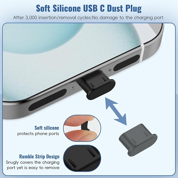 Silicone USB C Dust Plug with Phone Speaker Cover,5-in-1 31 Pack Charging Port Cover Cleaning Kit,Type C Anti Dust Plug for iPhone 15/16/17/Samsung Galaxy/One Plus/Google Pixel/All USB C-Port Devices