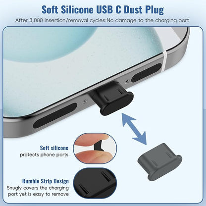 Silicone USB C Dust Plug with Phone Speaker Cover,5-in-1 31 Pack Charging Port Cover Cleaning Kit,Type C Anti Dust Plug for iPhone 15/16/17/Samsung Galaxy/One Plus/Google Pixel/All USB C-Port Devices