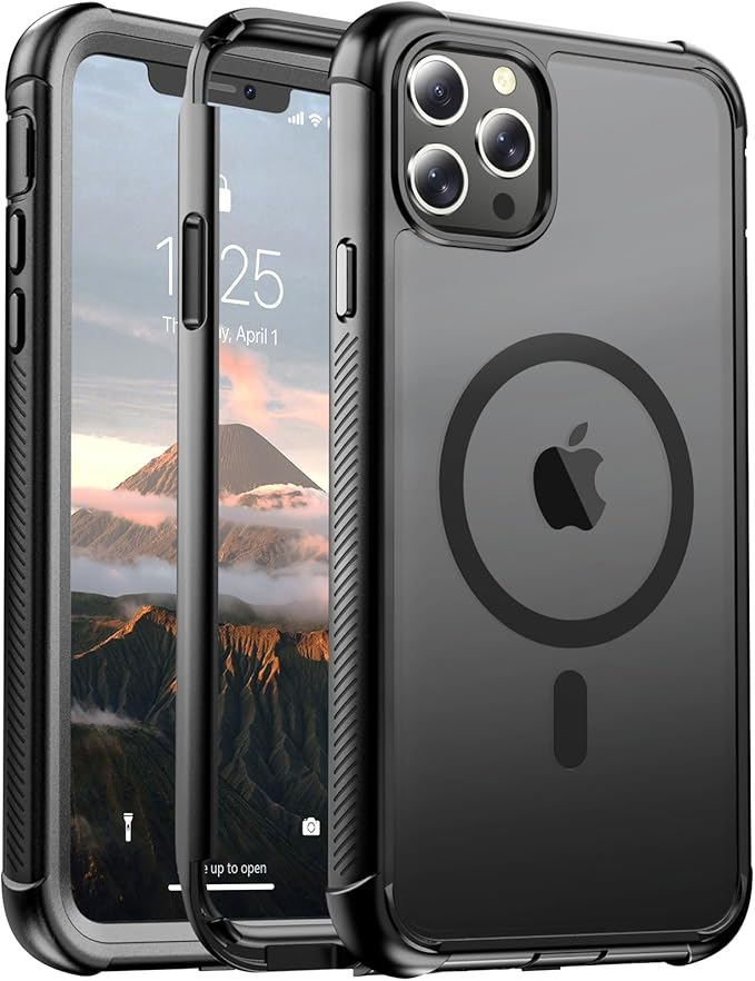 jaroco Magnetic for iPhone 11 Pro Max Case, [Compatible with MagSafe][Military Grade Drop Protection][Heavy Duty Protection][Non-Slip][Shockproof] 2-Layer Durable Bumper Phone Case 6.5''-Black