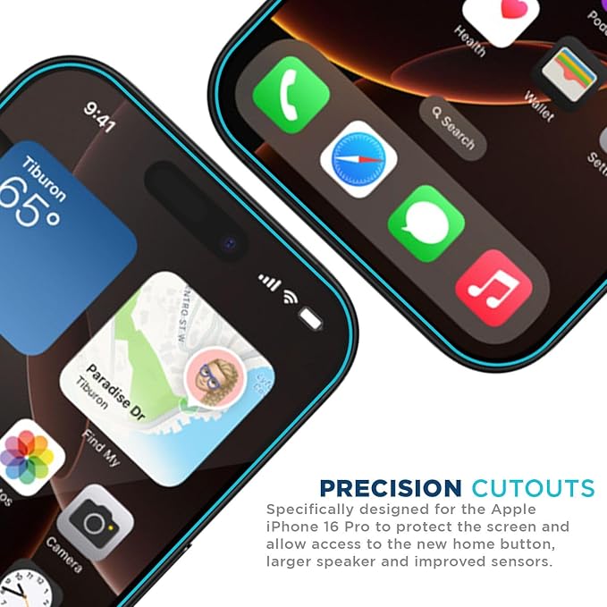 Tech Armor for Apple iPhone 16 Pro Screen Protector Glass 6.3 inch - Ballistic Tempered, Case Friendly, Easy Install, Sensor Protection, HD, 9H Hardness, 3 Pack + Bonus Camera Lens Protector
