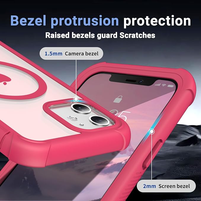 jaroco Magnetic for iPhone 12/12 Pro Case, [Compatible with MagSafe][Military Grade Drop Protection][Heavy Duty Protection][Non-Slip][Shockproof] 2-Layer Durable Bumper Phone Case 6.1''-Rose